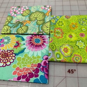 3 Grüne FQs Kaffe Fassett Collective Classics - Lights - Quilting Stoff Baumwolle Patchwork Stoff Set