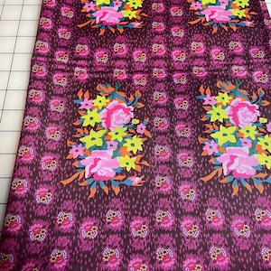 Anna Maria Horner Hindsight Stitched Bouquet Eggplant Cotton Fabric