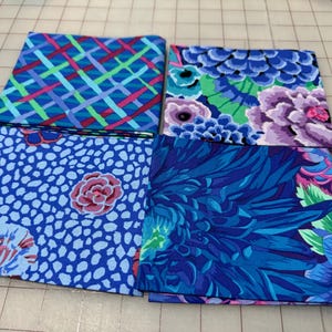 4 FQ Kaffe Fassett Collective - Blue Classics  - Cotton Quilting Fabric Fat Quarter Set Bundle