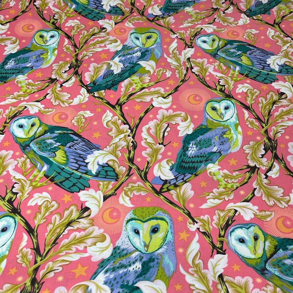 Tula Pink - Moon Garden - Night Owl - Cotton Fabric by the HALF YARD