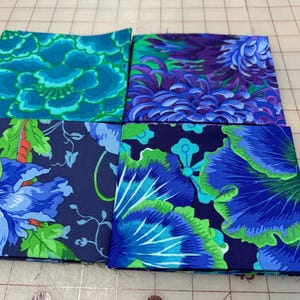 4 FQ Kaffe Fassett Collective - Classic Blue Fabrics -  Cotton Quilting Fabric Fat Quarter Set Bundle