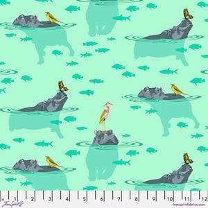 My Hippos Don&#39;t Lie - Spirit || Everglow Tula Pink - Cotton Fabric by the HALF YARD