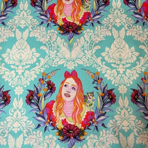 Tula Pink Curiouser and Curiouser ALICE in Sugar Yellow Cotton Fabric by the yard