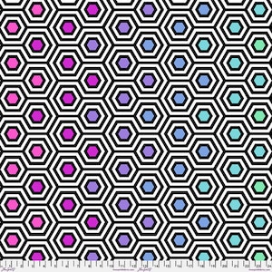 Tula Pink - Backing Fabric - Rainbow Hexy XL - Ink || Tula&#39;s True Colors Quilt Backs - 108 inch wide - Quilt Back Fabric