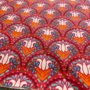 Welcome Home by Anna Maria Horner - Little Amsterdam in Bicycle - Red Clamshell Floral Cotton Fabric BTY