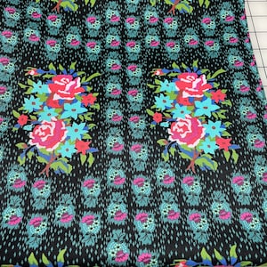 End of Bolt - Anna Maria Horner Hindsight Stitched Bouquet Dim Cotton Fabric - 1 yard 21 inches
