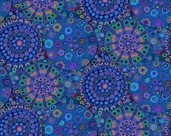 Kaffe Fassett Quilt Back Fabric - Millefiore in Blue - 108 inch Cotton Sateen