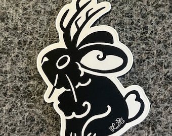 Jackalope rabbit cryptid matte waterproof sticker