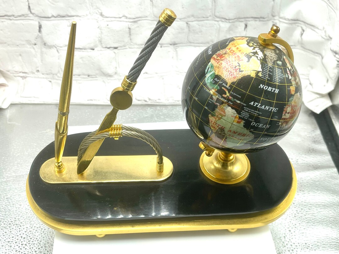Gemstone Globe Desk Set Etsy