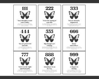 Angel Numbers SVG PNG Bundle, Spiritual Butterfly Designs (Digital Download)