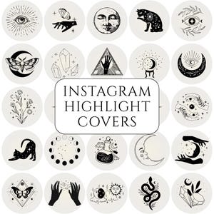 50 Celestial Instagram Highlight Cover Icons, Mystic Boho IG Highlight Covers, Spiritual Moon Witchy Story Set, Gothic Instagram Stories