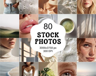 80 fotos de archivo neutras, imagen de marca femenina, fotografía de estilo de vida (descarga digital)