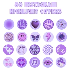 50 Aesthetic Purple Instagram Highlight Covers – Soft Purple IG Story Covers, Purple Highlight Icons, Insta Story Covers, Aestehtic Icons