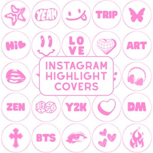 50 Pink and White Instagram Highlight Covers, Y2K Pink Aesthetic Minimalist IG Icons, Aesthetic Edgy Icons PNG, Minimalist Instagram Bundle