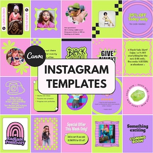 50 Canva Instagram Templates, Colorful Funky Instagram Templates, Funky Colorful Bright Editable Canva, Aesthetic Instagram Posts
