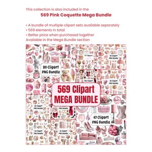 Pink Coquette Clipart PNG, Vintage Illustrations (Digital Download) image 5