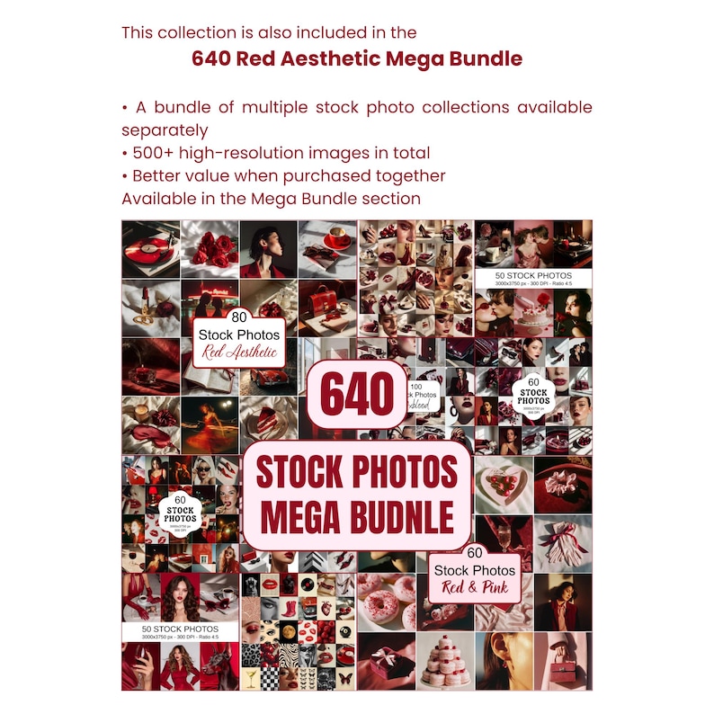 Red Pink Stock Photos, Feminine Branding Images (Digital Download) image 7
