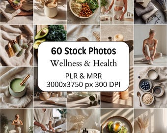 Neutral Wellness Stock Photos Bundle: Health, Yoga, Self-Care (PLR MRR)