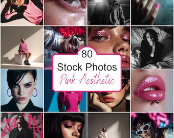 80 Pink Aesthetic Stock Photos, Modern Editorial Lifestyle Images (Digital Download)