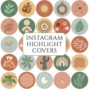 50 Boho Instagram Highlight Cover Icons, Neutral Aesthetic PNG Icons for Stories. Brown Beige Green Icons Neutral Instagram Icons Boho