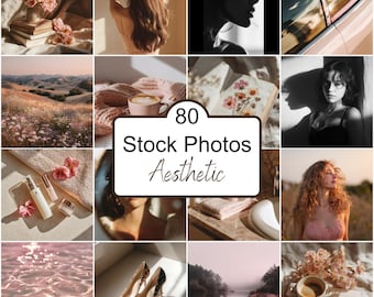 80 Feminine Stock Photos, Pink Minimalist Editorial Images (Digital Download)
