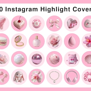 30 Pink Aesthetic Instagram Highlight Covers, IG Highlight Covers Bundle, Pink Aesthetic IG Story, Minimale Symbole für Story-Highlights