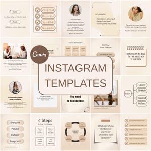 Mindset Coaching Instagram Templates, 50 Canva Post Templates, Life Coach, Wellness, Mental Health, Portrait Size, Editable Social Media Kit