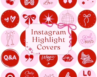 Girly Coquette Instagram Highlight Covers – Pink & Red, Y2K Icons (Digital Download)
