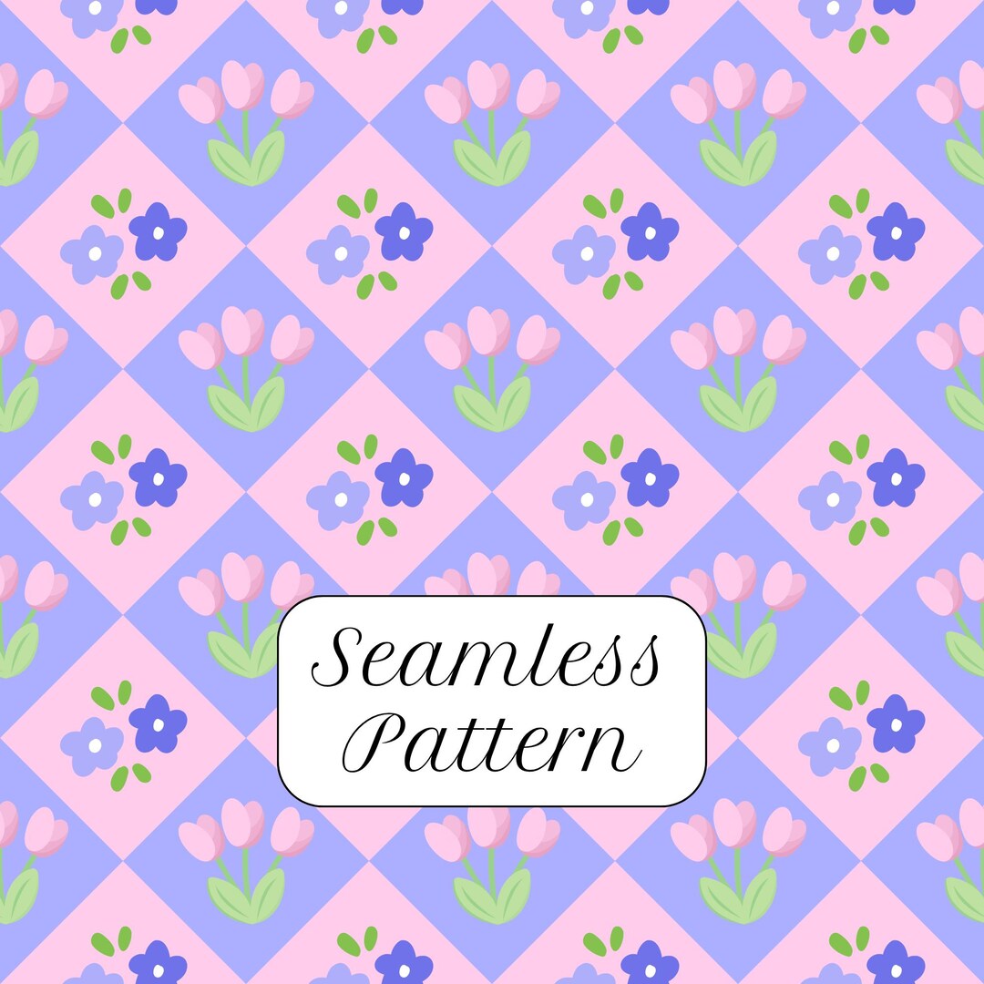 Pastel Floral Checkerboard Seamless Pattern (digital Paper) - Etsy