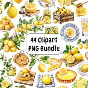 Lemon Clipart, Lemon PNG, Watercolor Lemon, Mediterranean Lemon, Fruit Clipart, PNG Bundle, Italian Lemons, Commercial, Instant Download