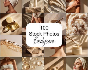 100 Bodycare Stock Photos Bundle, Skincare Spa Wellness Images, Neutral Beauty Branding