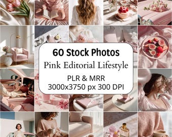 60 Pink Lifestyle Stock Photos, Feminine Editorial Imagery (PLR & MRR)