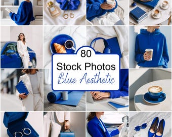 80 Blue Aesthetic Stock Photos, Modern Minimalist Branding (Digital Download)