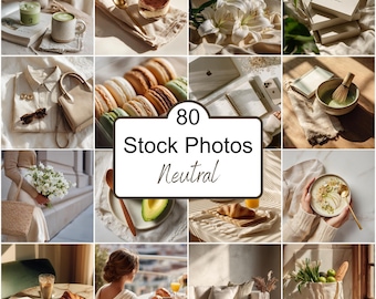 80 neutrale stockfoto's, minimalistische levensstijl, woondecoratie (digitale download)