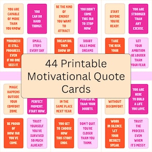 44 cartões com citações motivacionais para impressão, afirmações diárias positivas e ousadas, cartões de incentivo inspiradores, painéis de visão de mentalidade rosa-laranja