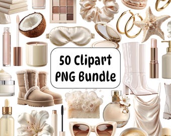 Beige Clipart Bundle, Neutral Fashion PNG Graphics