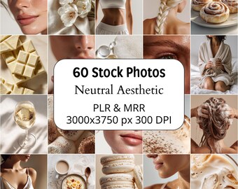 60 Neutral Stock Photos: Feminine Lifestyle, Beige Tones (PLR & MRR)
