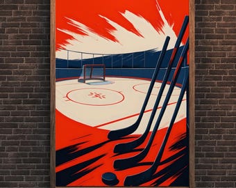 Hockey Art Print | Digital Download Hockey Poster | Ice Rink Wall Art | Sports Decor | Hockey Stick Art | Hockey Print | Teen Boy Decor