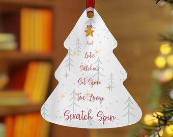 Figure Skating Christmas Ornament - Metal Tree Shaped Holiday Ornament - Skater Gift - Ice Skating Decor - Xmas Gift for Figure Skaters