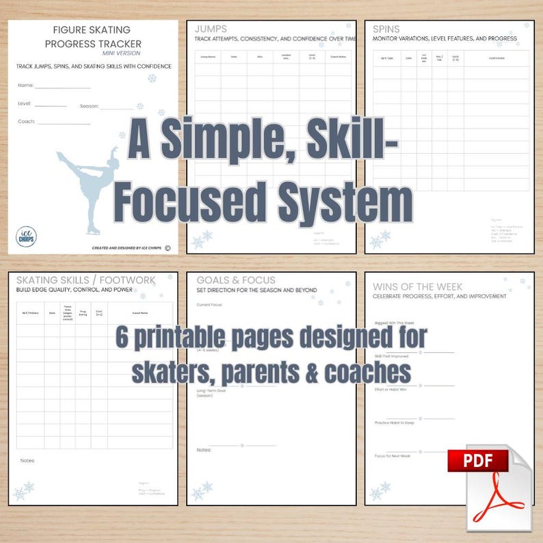 Figure Skating Progress Tracker Printable | Jumps, Spins & Skills Mini ...