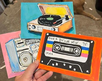 Set of Three 5x7 prints of 80's Inspired Art