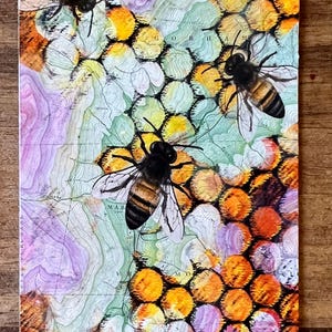 ACEO Art Trading Cards, Luna Moth, Monarch Butterfly, Violets, Bees, Cat Print Honeycomb