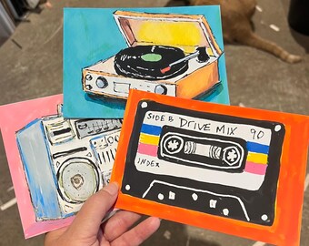 Set of Three 5x7 prints of 80's Inspired Art