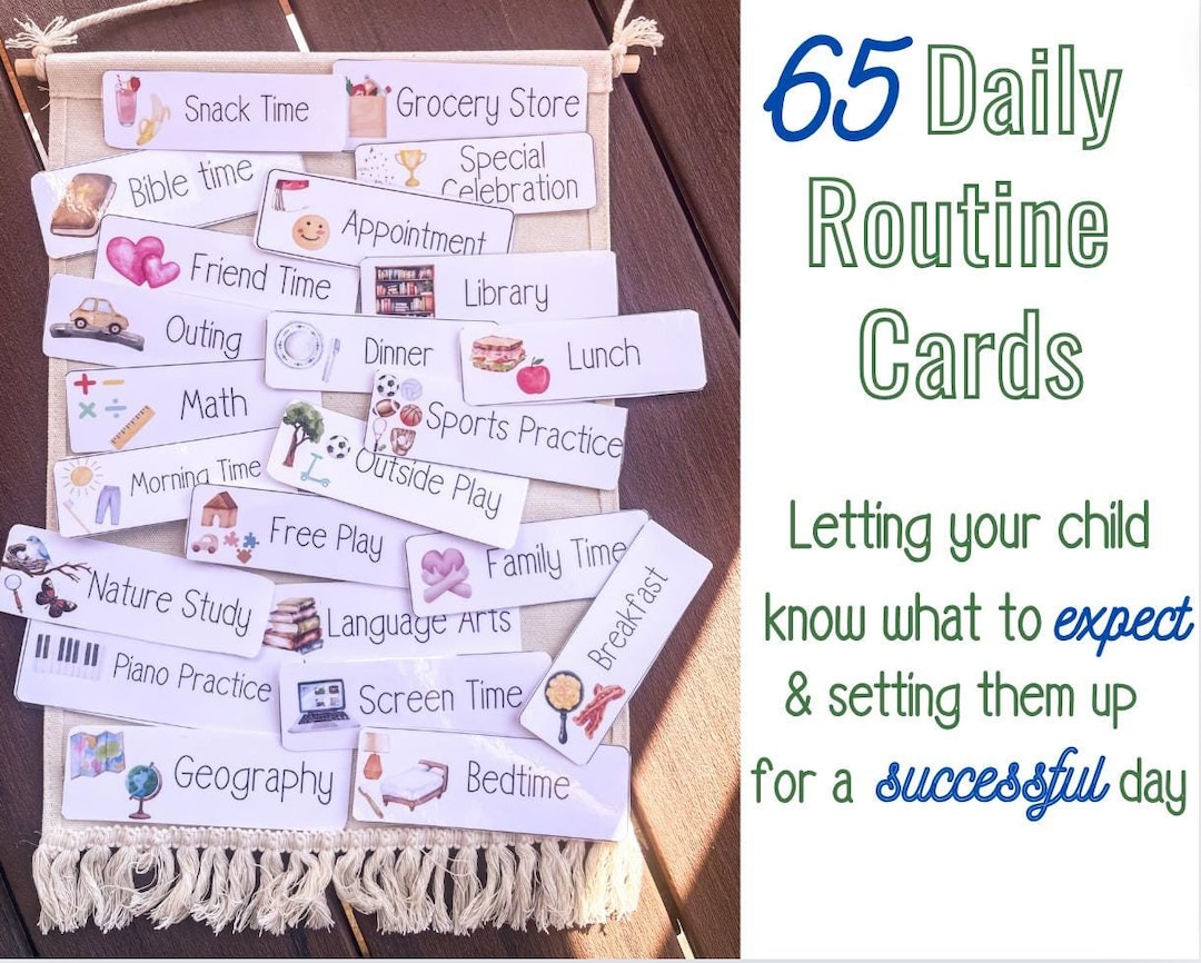 Daily Routine Cards, Homeschool Routine, Daily Schedule for Child ...