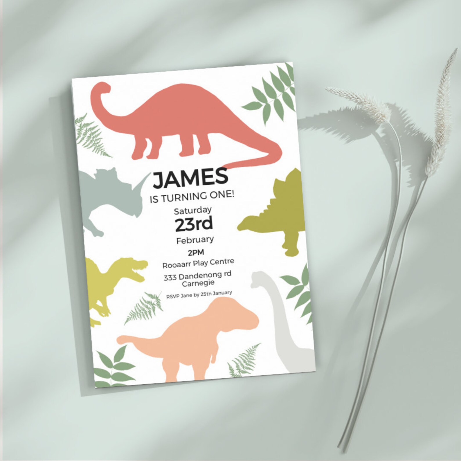 Dinosaur Theme Kids Party Invitation, Editable Template, DIGITAL ...