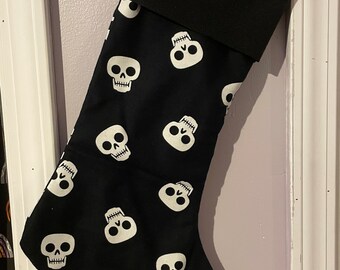 Skull Holiday Christmas Halloween Stocking