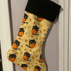Black Kitty Holiday Christmas Halloween Stocking