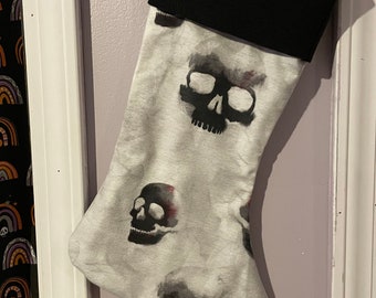 Black Skull Holiday Christmas Halloween Stocking