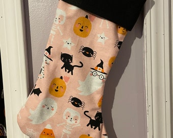 Pink Spooky Holiday Christmas Halloween Stocking