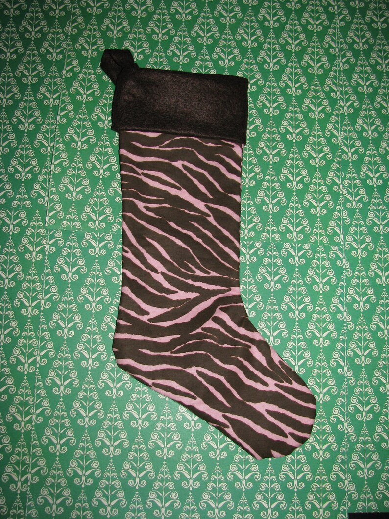 PINK and BROWN ZEBRA Print Christmas Stocking Etsy
